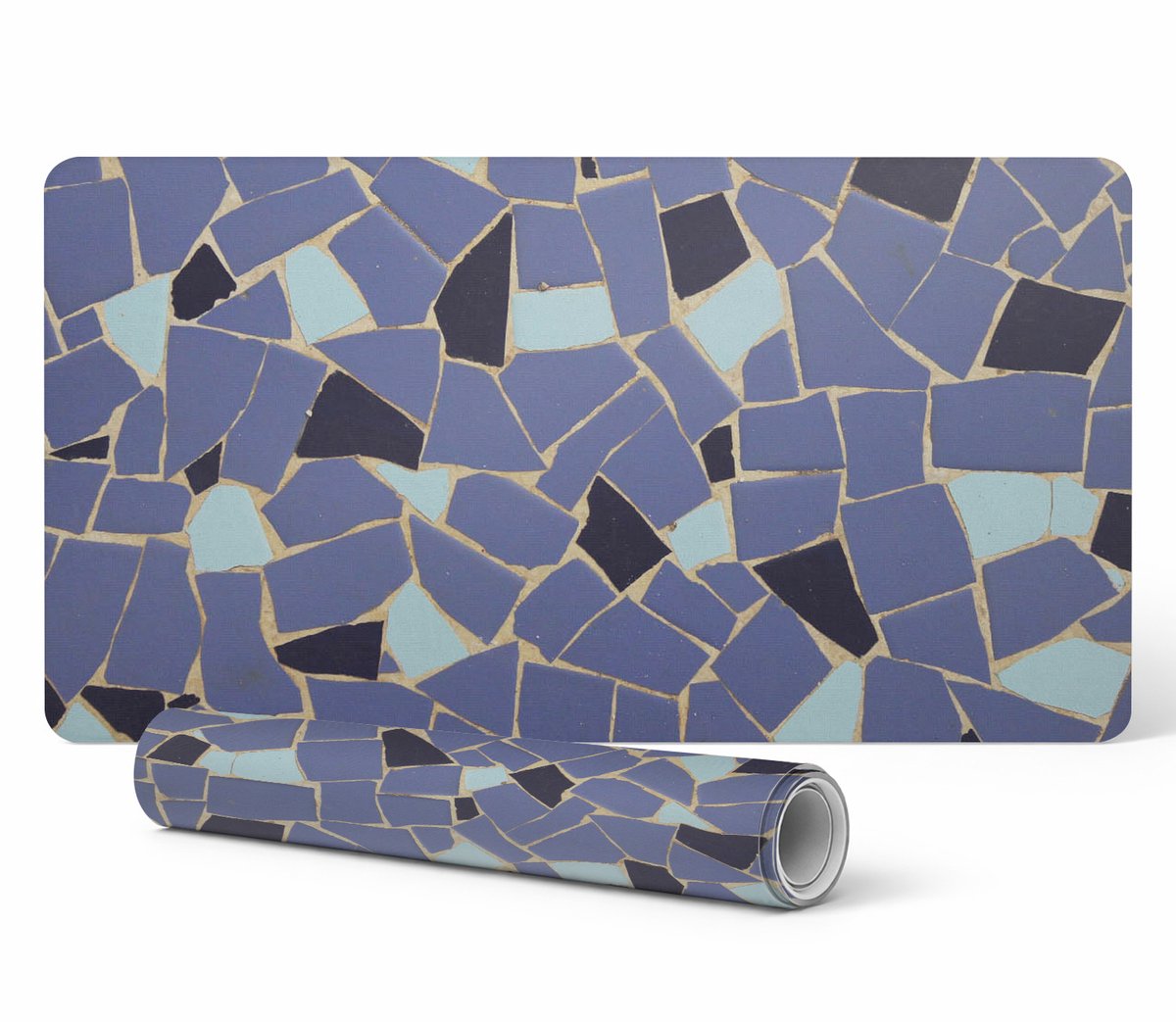 Vinyl beschermmat met een modern geometrisch mozaïekpatroon, 90x45 cm