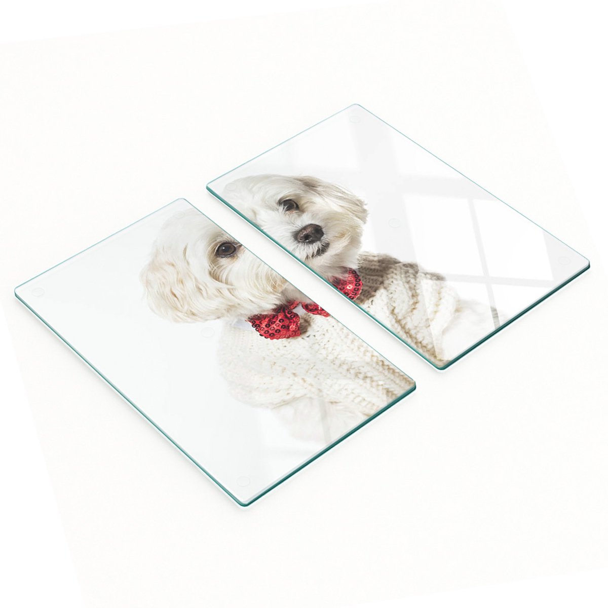 Glazen snijplanken met afbeelding van een Maltezerhond, 2x30x52 cm