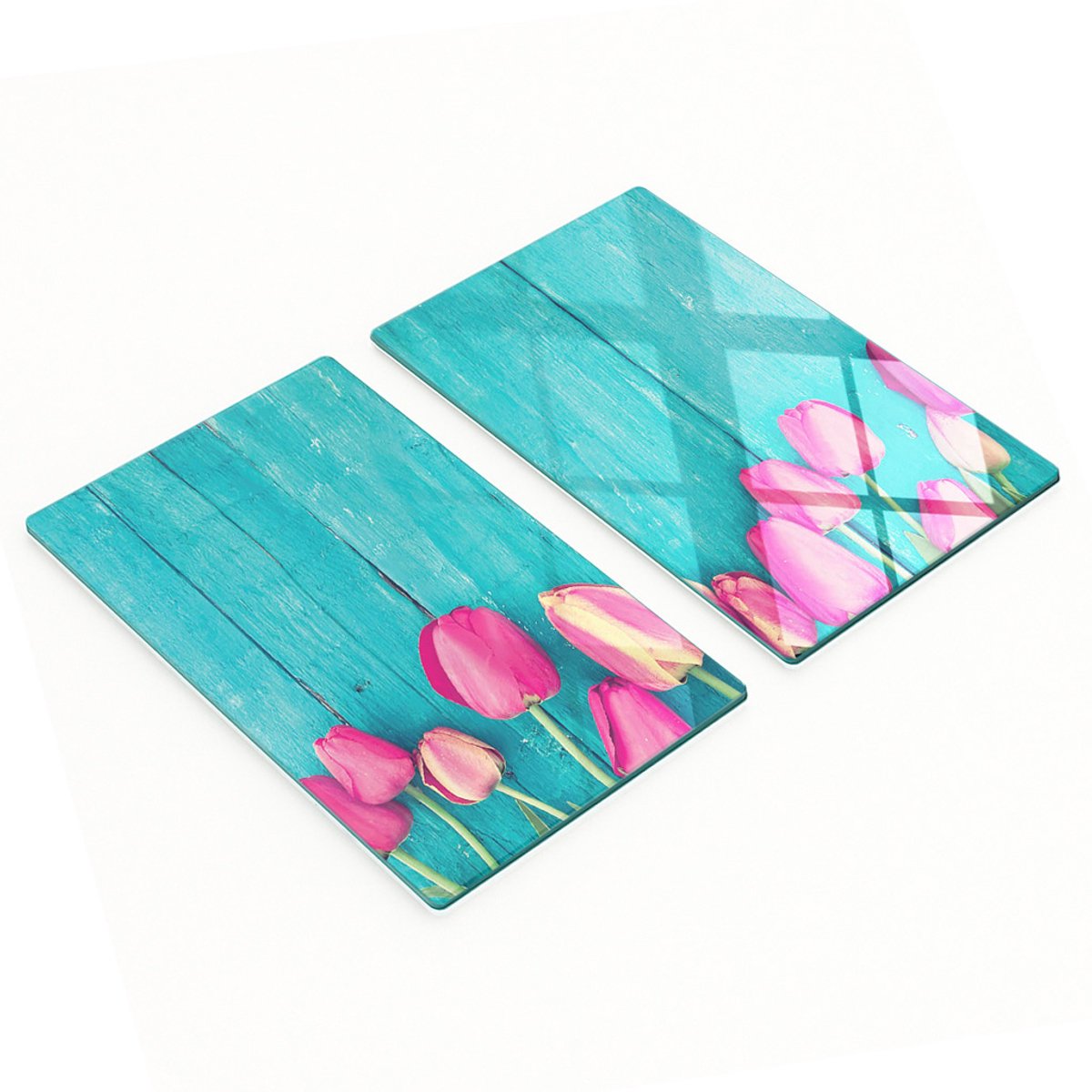 Multifunctionele decoratieve glazen borden met tulpenprint 2x30x52 cm