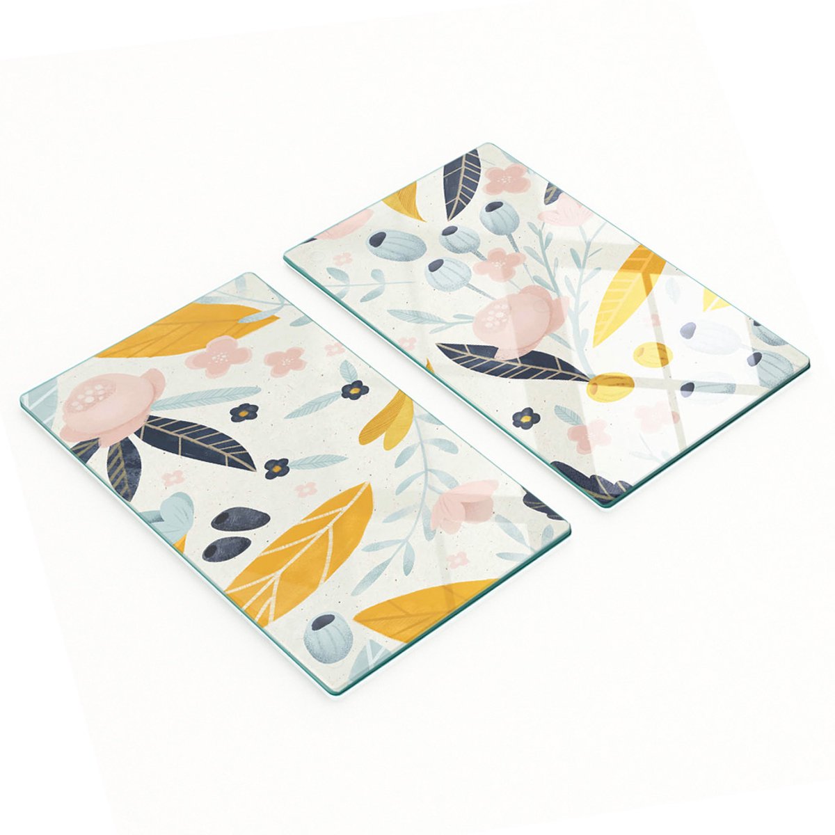 Multifunctionele decoratieve glazen borden met plantenprint 2x30x52 cm