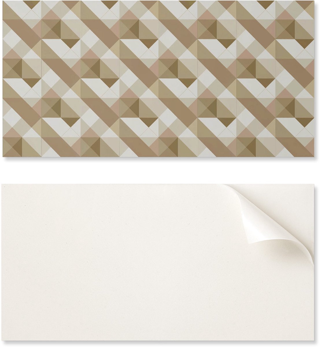 Pak zelfklevende PVC-tegels met geometrische vormen in aardetinten 6x60x30 cm