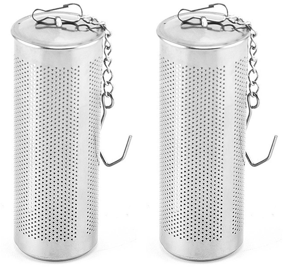 Theezeef - Thee-infuser - Met Deksel En Kettinghaak - 4 cm - Voor Mokken En Potten - Zilver