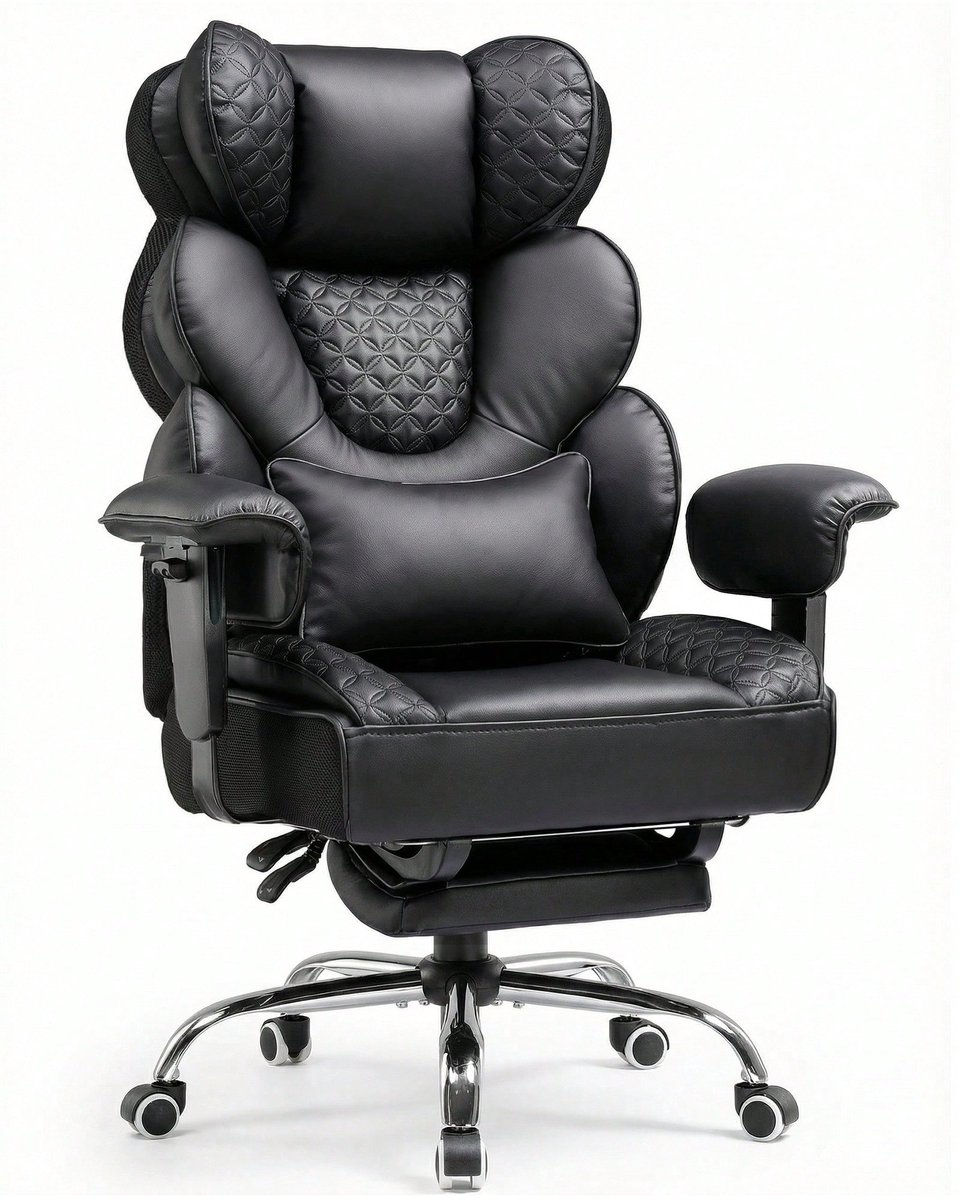 COMHOMA - Gaming Stoel - Ergonomisch met Lendensteun en Voetensteun 180 kg - Zwart