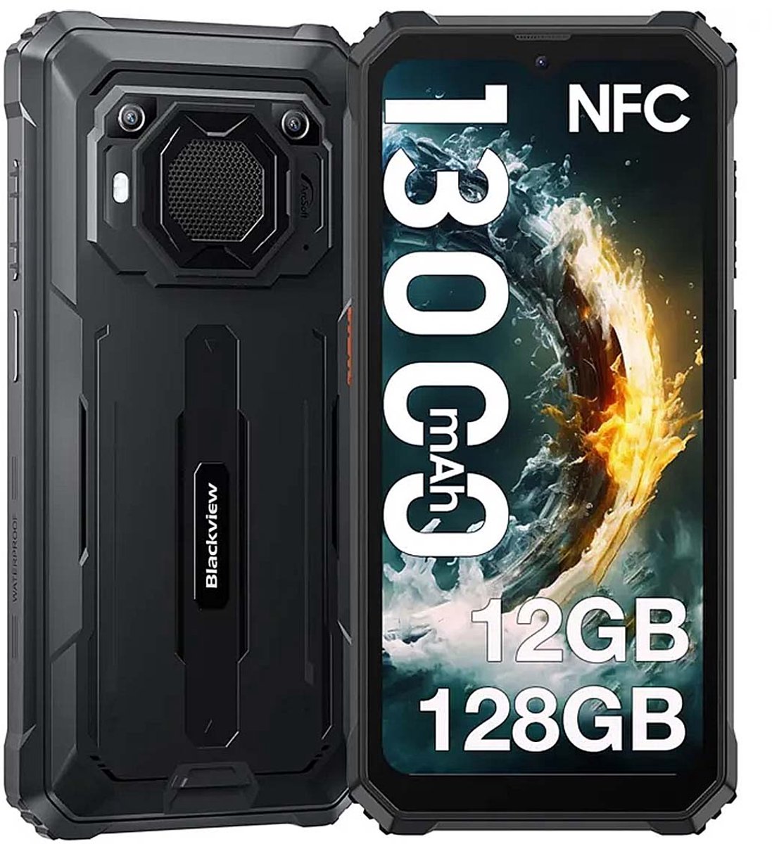 Blackview BV6200 Pro Robuuste Smartphone 4G - 12GB RAM - 128GB - 6,56 inch - 13000mAh - IP68/IP69K Outdoor telefoon - Dual SIM - Android 14 - NFC - GPS - Zwart