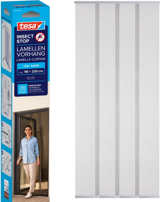 Tesa Fliegengitter Insektenschutz Insect Stop FALT Tür - Faltbarer Alu Rahmen Weiss 80 Cm X 170 Cm Bis 100x Cm X 220 Cm