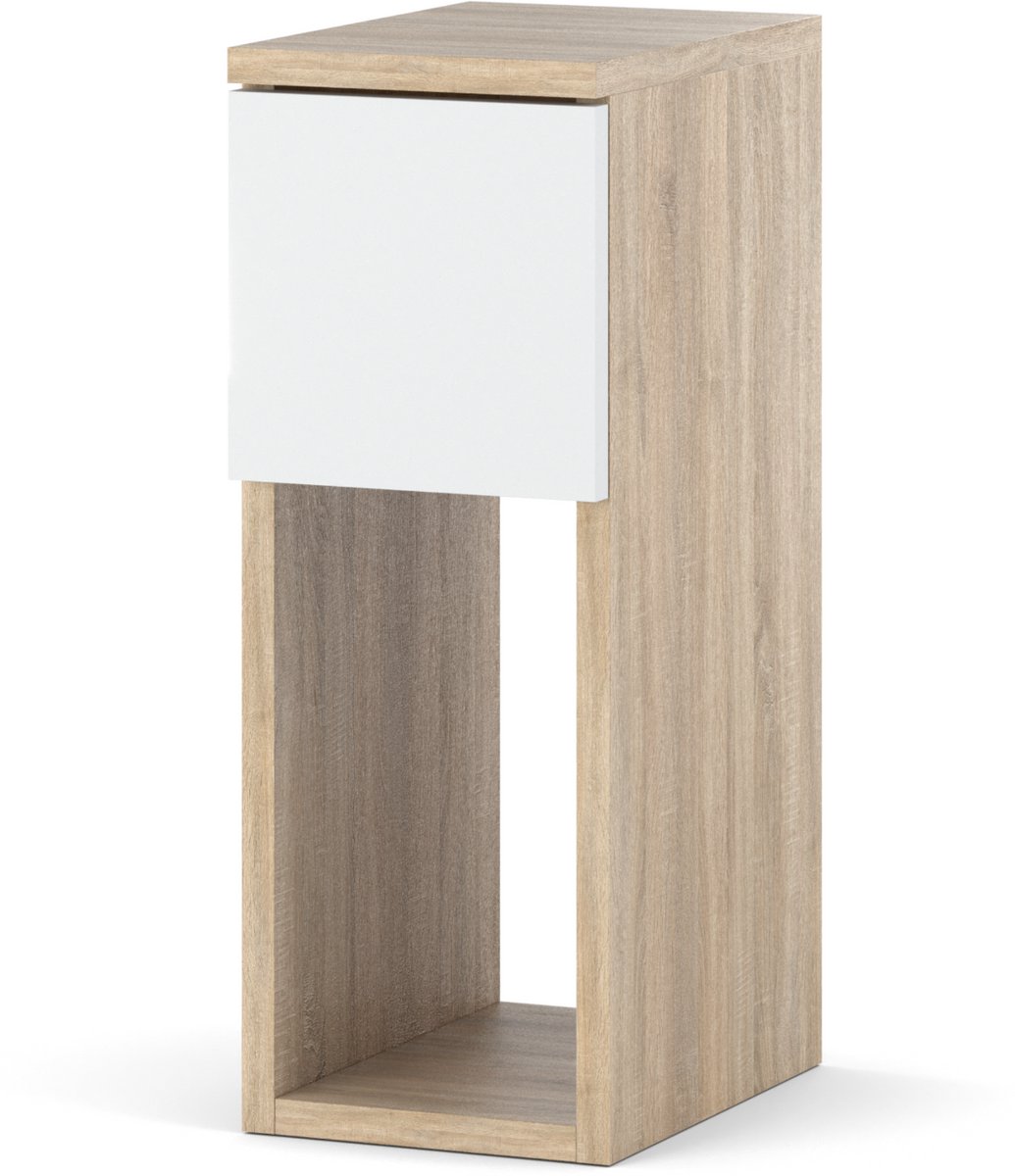 Nachttisch Sonoma Eiche & Weiß Matt 20 cm - modernere Nachtkonsole met Schublade für Schlafzimmer