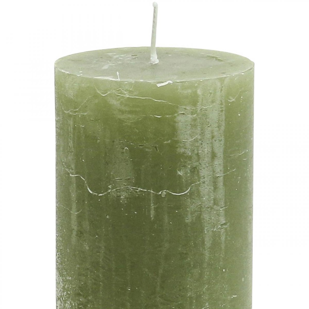 Viana Olijfgroene pilaarkaarsen in effen kleur, 60×100 mm, set van 4, landel Groente