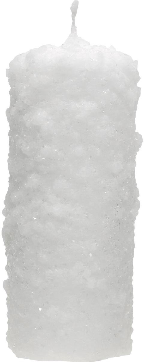 Adventskaarsenset van 4 - Witte stompkaarsen met sneeuwbaleffect en vo