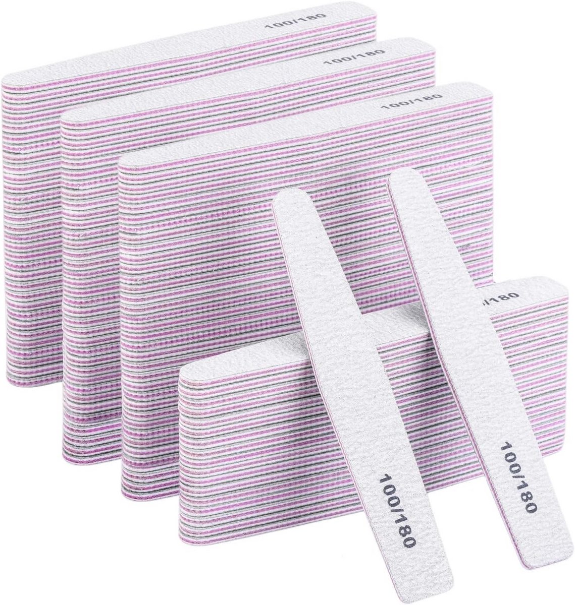 100 Stuks Nagelvijlen Bulk 100/180 Grit Herbruikbare Emery Boards voor Nagels
