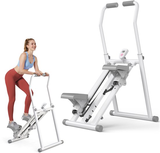 MERACH Stepper voor thuis - inklapbare verticale climber - 3 weerstandsniveaus - LCD-display - in hoogte verstelbaar - robuust frame - antislip-pedalen - full-body workout - veilig & ruimtebesparend - Stevig en stabiel apparaat