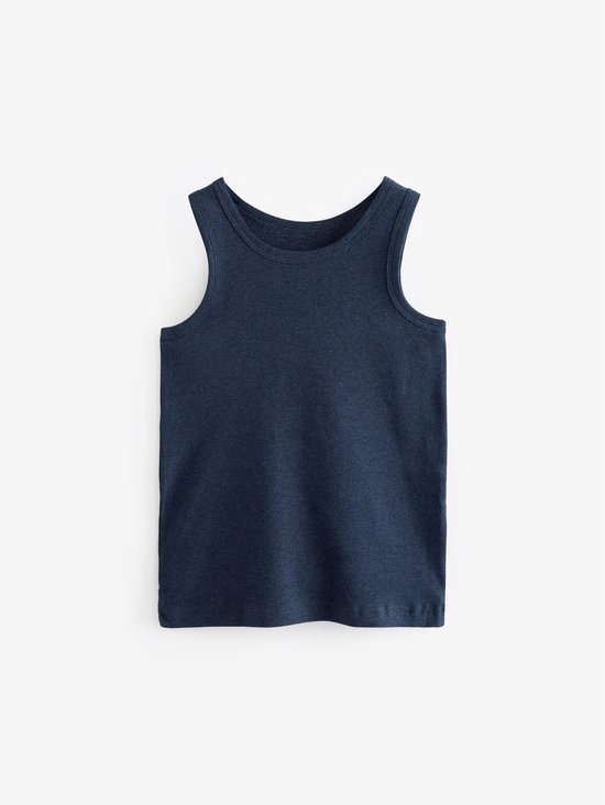 Donkerblauw gemêleerd hemdje, voorkant zichtbaar.