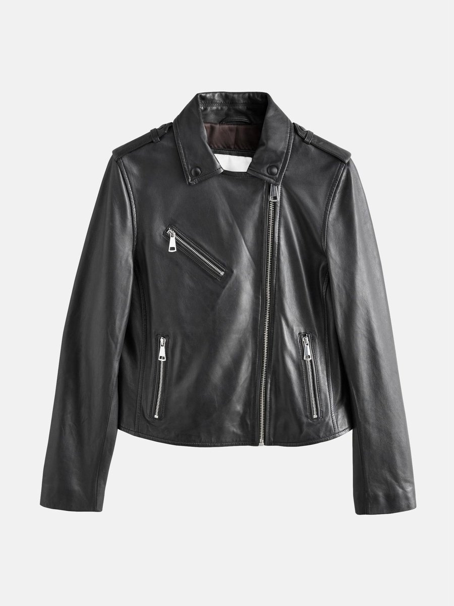 Next - Dames - N. Premium - Bikerjack van echt leer - Zwart