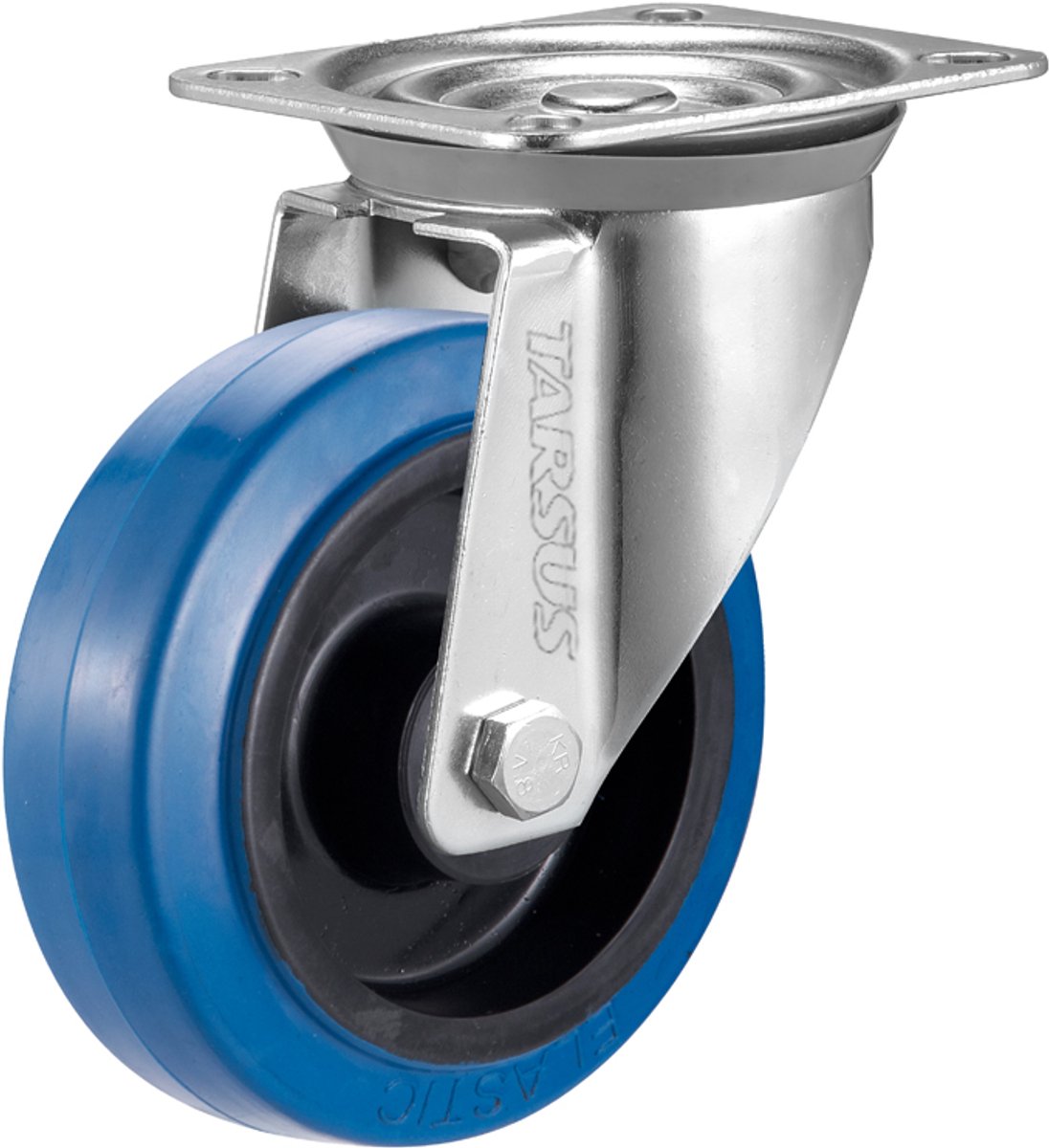 Tarsus Zwenkwiel 160 mm - Slijtvast Rubber - 250 kg Draagvermogen - Blauw