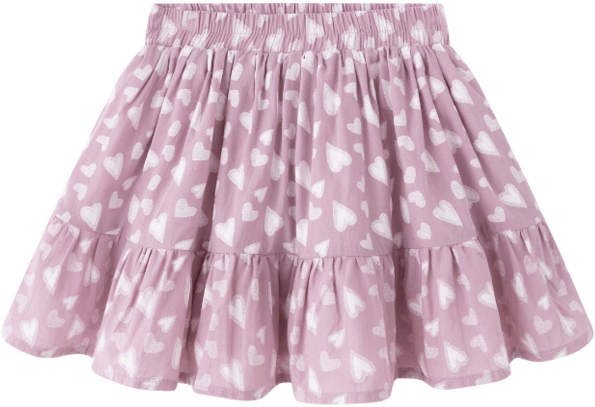Newness Meisjes Roze rok met witte hartjes