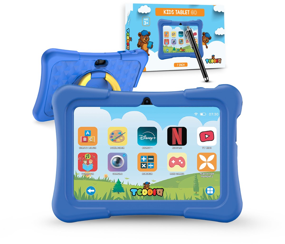 TeddiQ Kindertablet GO - 7 inch - Ouderlijk Toezicht - Android 13 - Kinder tablet - Blue Light Protection Screen - Vanaf 3 Jaar - Blauw