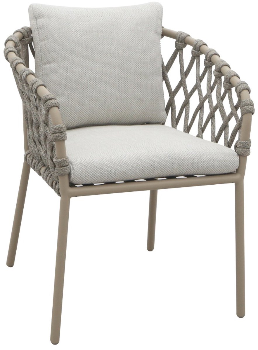 DÉJA Living Tuinstoel Itani - Beige/Taupe - Touw/Metaal - Set van 2
