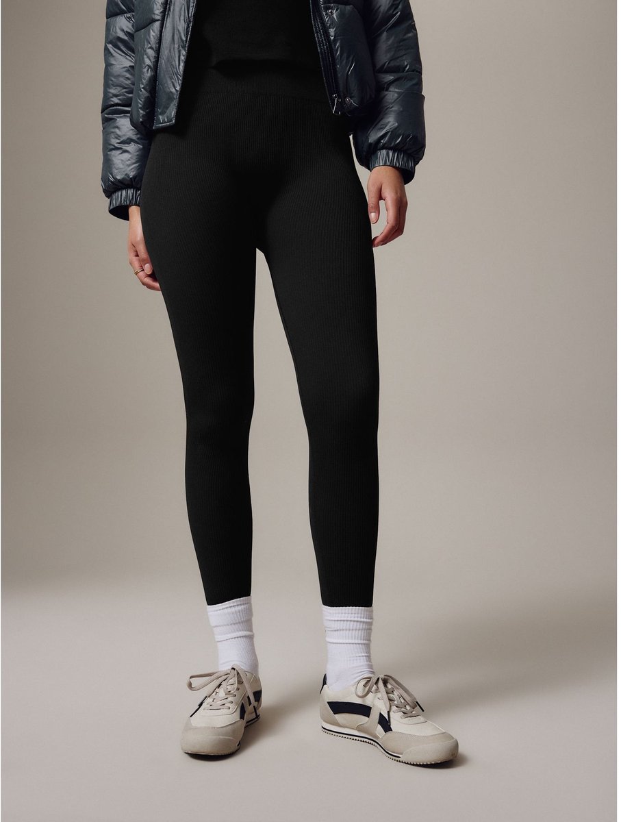 Next - Dames - Geribbelde, naadloze legging met hoge taille - Zwart