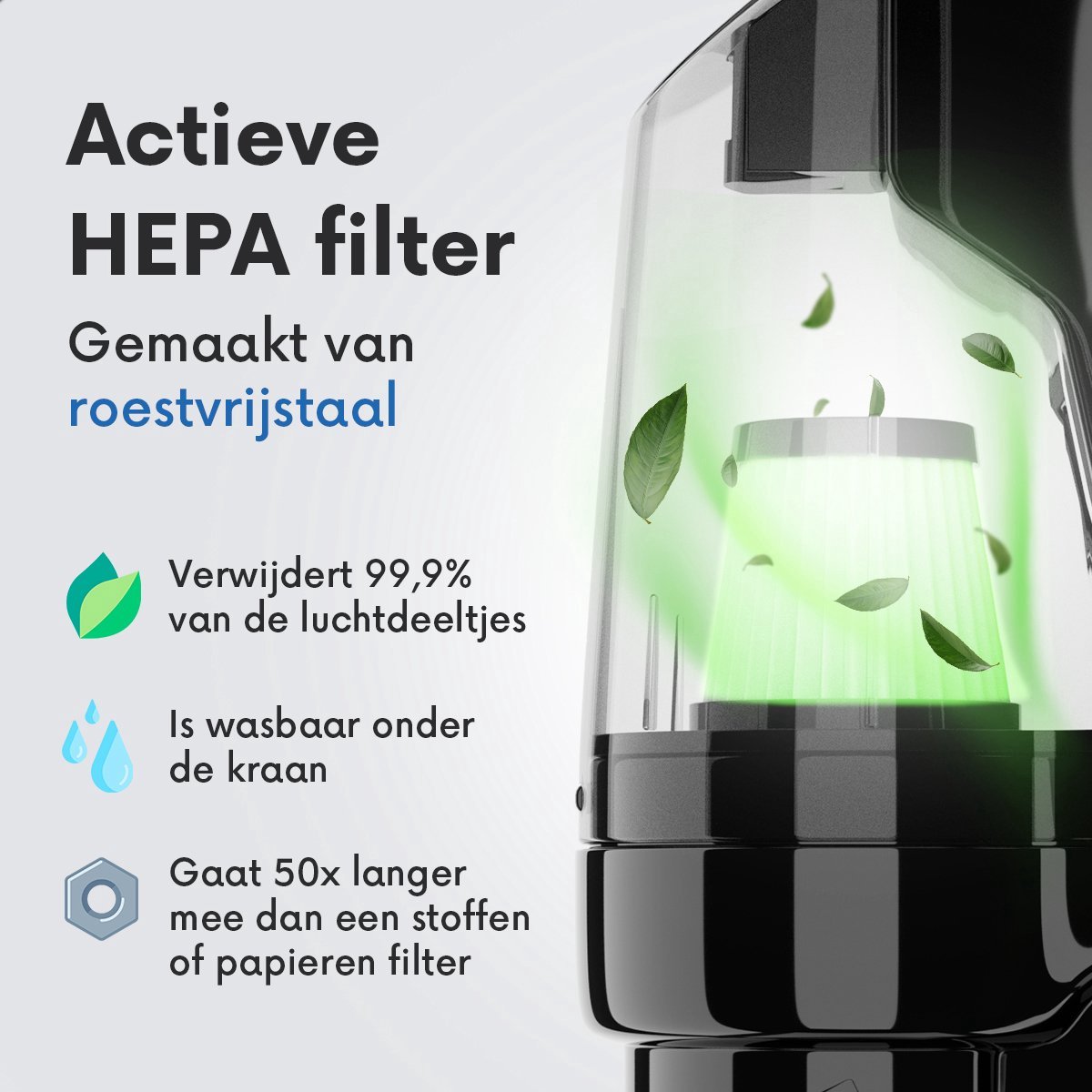 Kruimelzuiger PRO Snoerloos 11.000 Pa met HEPA Filter - afbeelding 3