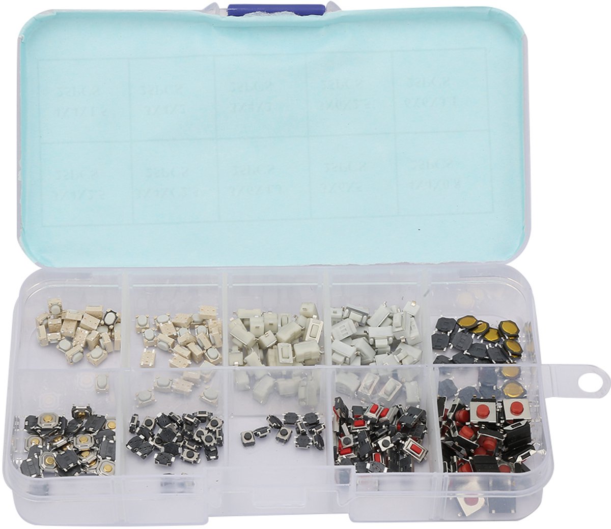 Tactile Switch Kit – 250 Stuks – 10 Types Drukknoppen – Micro Schakelaars – Voor Arduino & Elektronica DIY