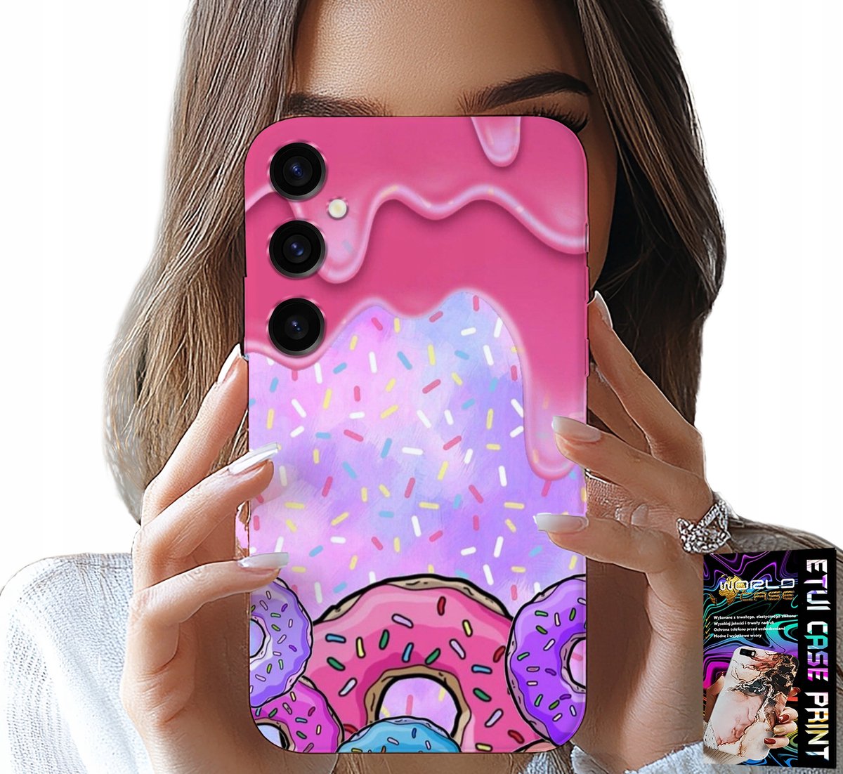 HOESJE VOOR SAMSUNG GALAXY S25 - ZOETE DONUTS MET GLAZUUR OP DE ACHTERGROND + GLAS