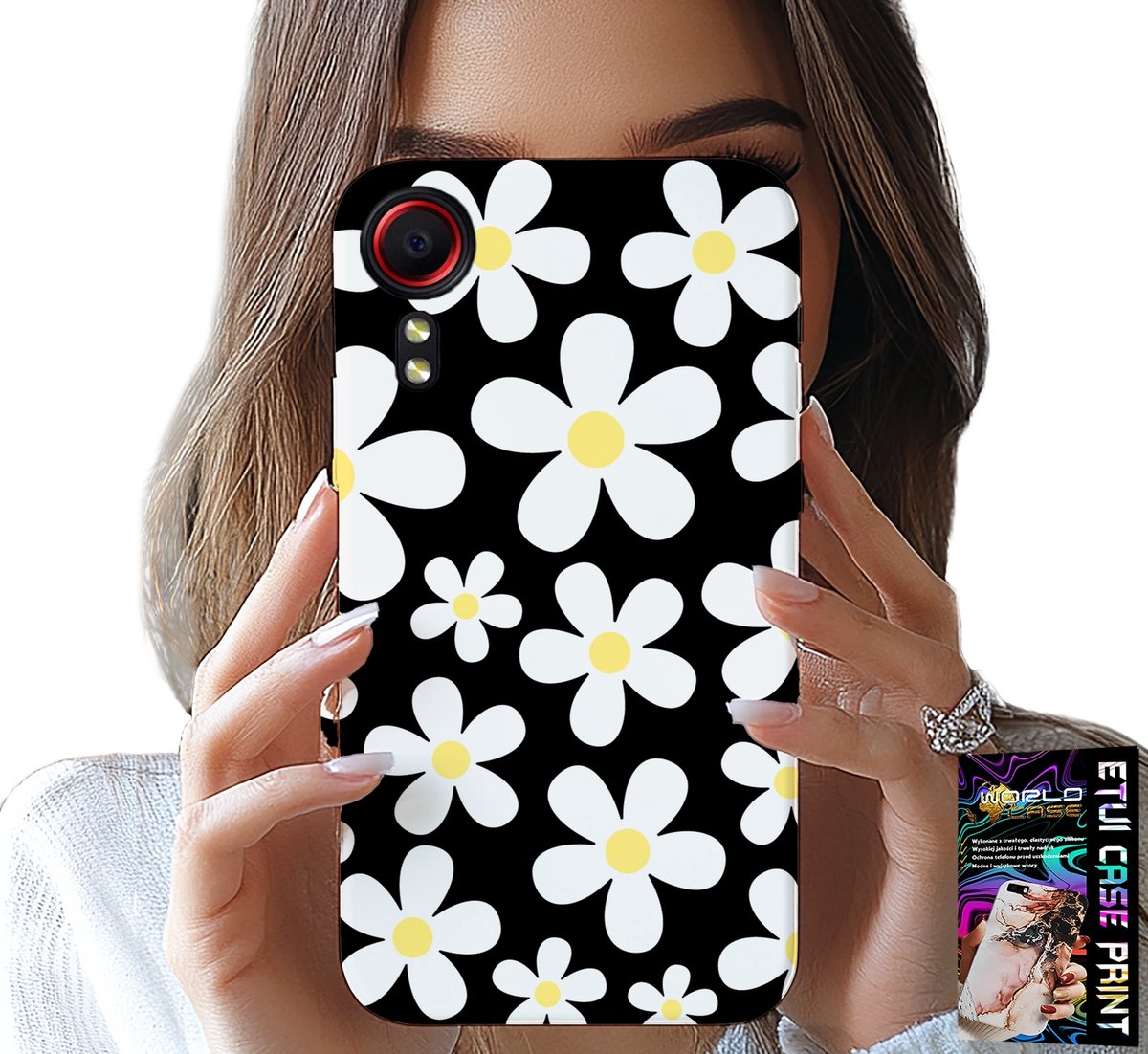 HOESJE VOOR SAMSUNG GALAXY XCOVER 7 - DAISY, DAISIES, FLOWERS, BACK