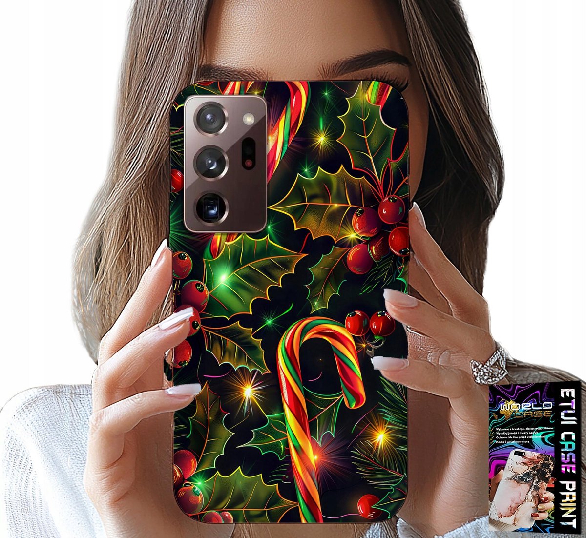 HOESJE VOOR SAMSUNG NOTE 20 ULTRA - SUIKERSTOKJE, MARETOE, KERSTBOOM + FOLIE