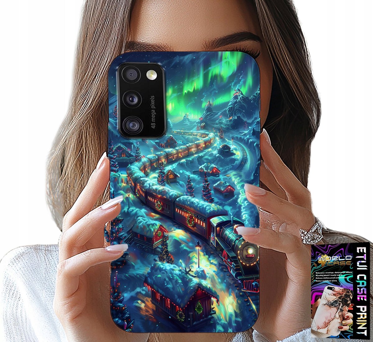 HOESJE VOOR SAMSUNG GALAXY A41 - TREIN, CHRISTMAS EXPRESS PATRONEN + GLAS