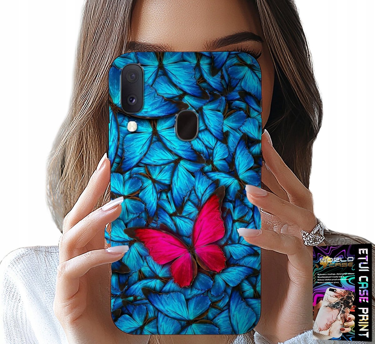 Hoesje voor Samsung Galaxy A40 - Blauwe vlinders, vlinder, vrouwelijk patroon