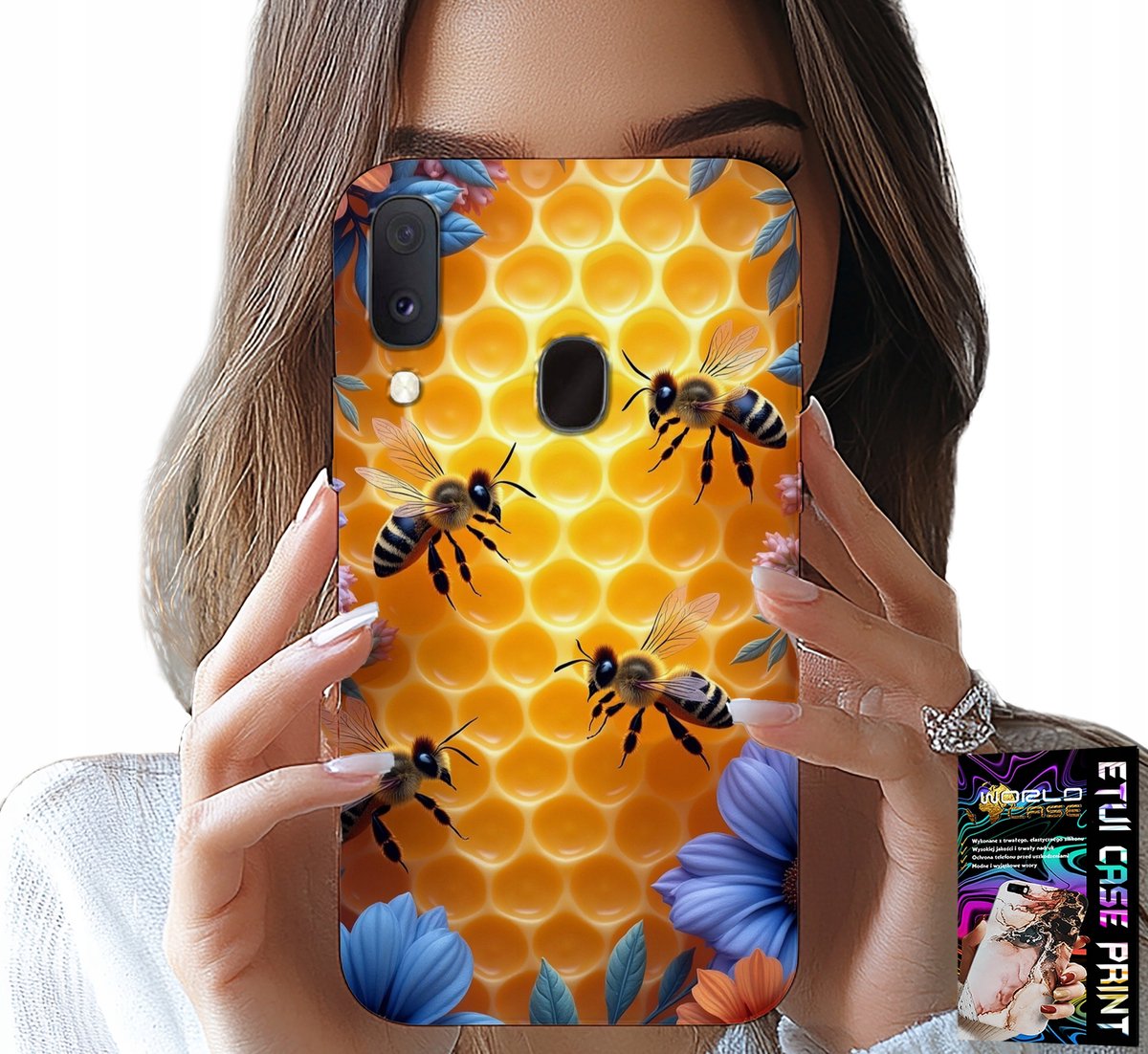 HOESJE VOOR SAMSUNG GALAXY A40 - ACHTERKANT MET BIJENKORF EN HONINGRAAT