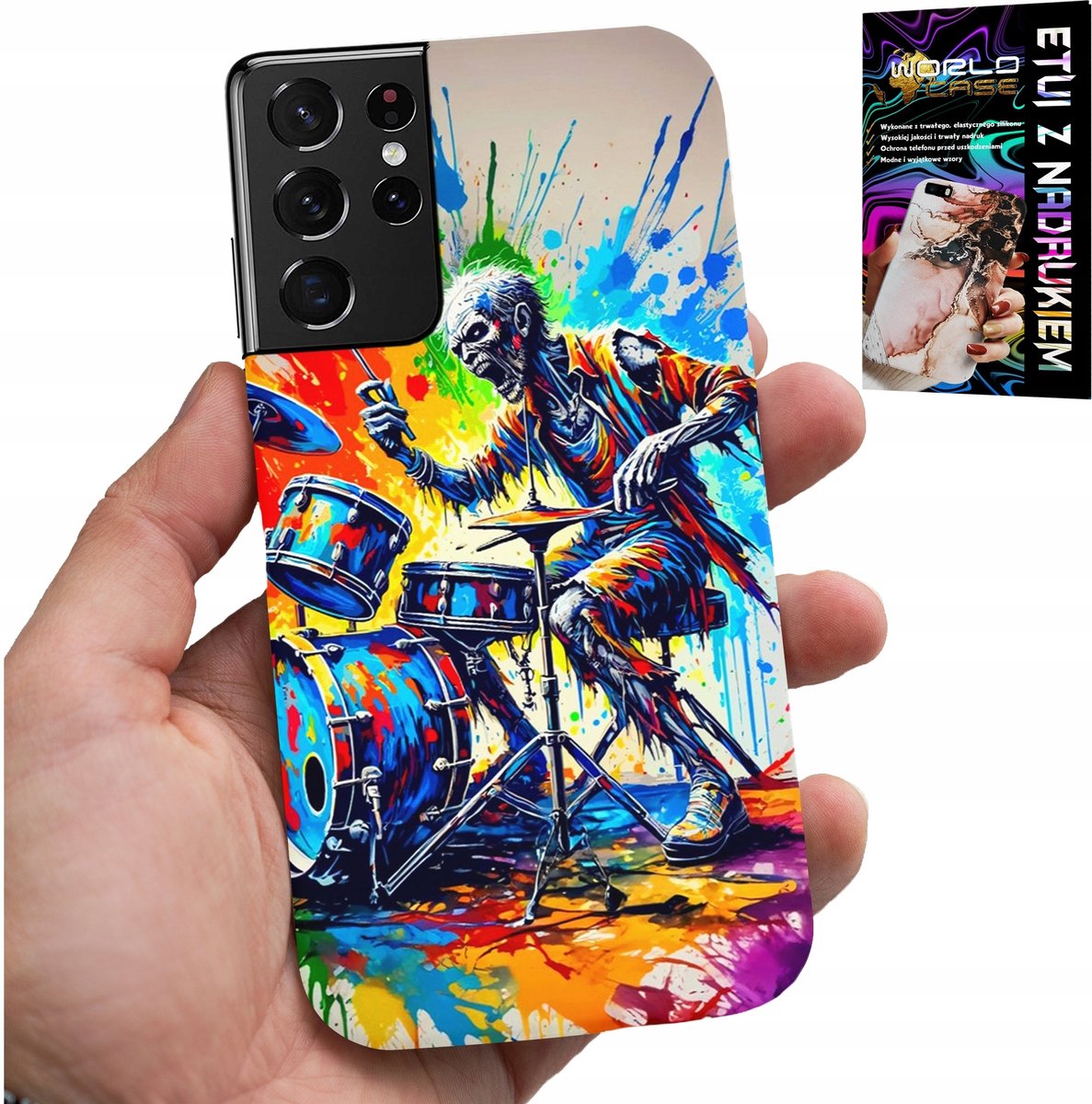 HOESJE VOOR SAMSUNG GALAXY S21 Ultra - ROCK DRUMS DRUMS SKELETON COVER