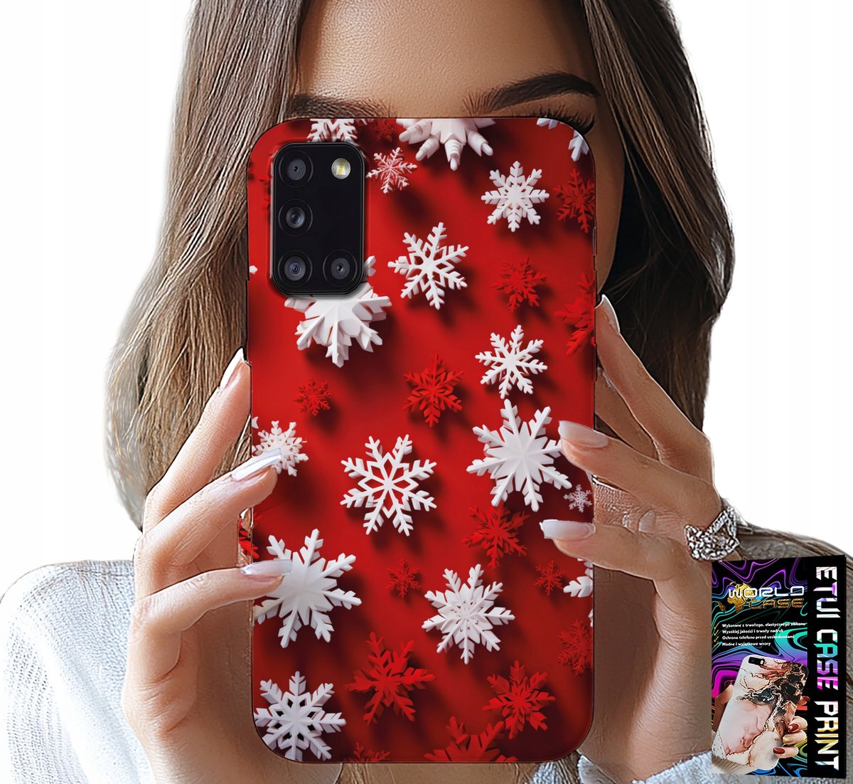 HOESJE VOOR SAMSUNG GALAXY A31 - SNEEUWVLOKKEN, SNEEUW, STERREN, KERST