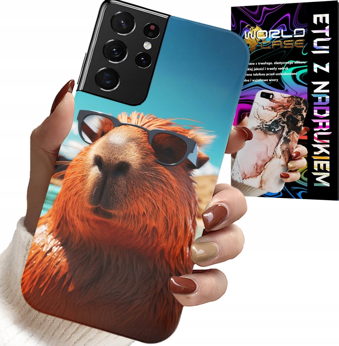 BESCHERMHOES VOOR SAMSUNG GALAXY S21 Ultra - SWEET CAPIBARA, CAPIBARA CASE + FOLIE