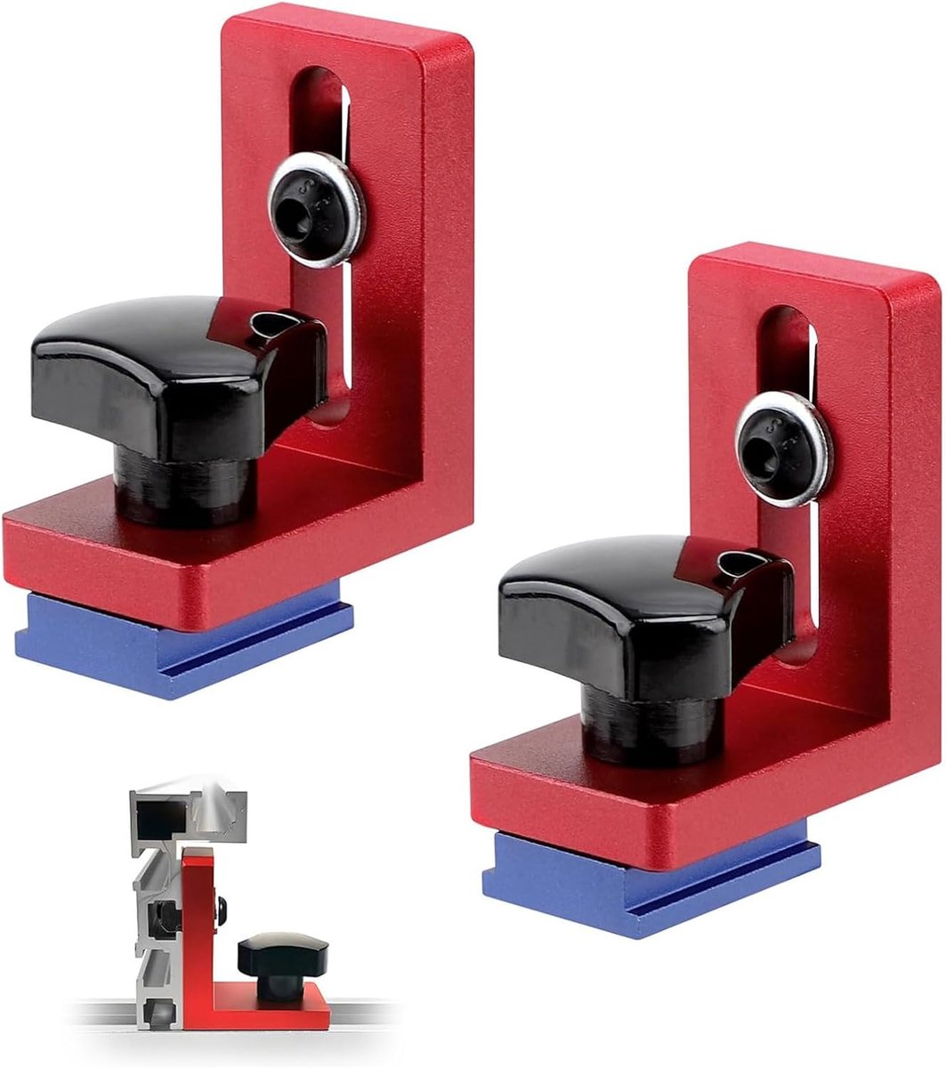 Geleidingsrail Stoppen - Verstekrail Stoppers - Houtbewerking Precisie - 30 Type Systeem - 5.8 x 4.8 x 3 CM - rood