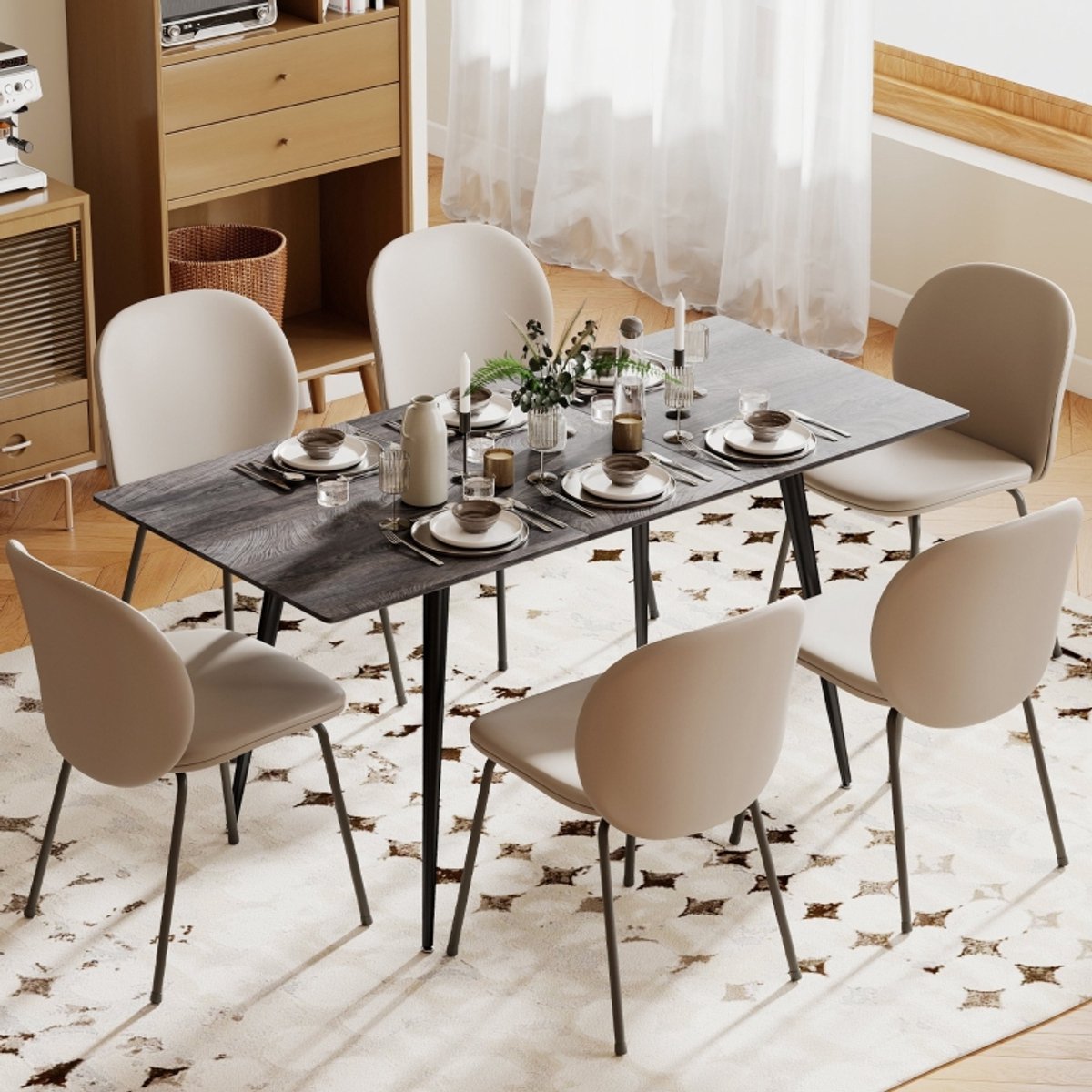 Wishdor - Uitschuifbare Eettafel - Verlengbaar - Voor Eetkamer Of Werkplek - Hout - Grijs - 120-160 X 75 X 77 Cm