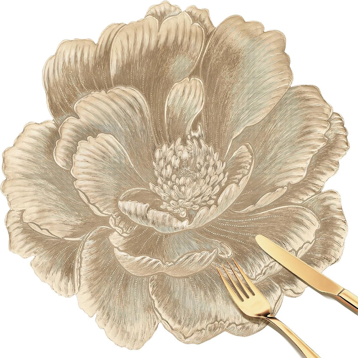 Ronde Placemats - Tafelonderleggers - Keuken en Diner - Set van 6 - 38 cm - Goud