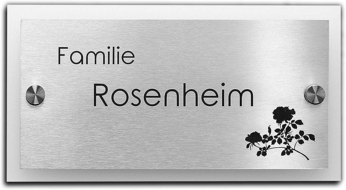 Naambord Huisnummer - Adresplaat Deurbord - Entree Personaliseren - Individuele Gravure - 23x12 cm - Roestvrij Staal
