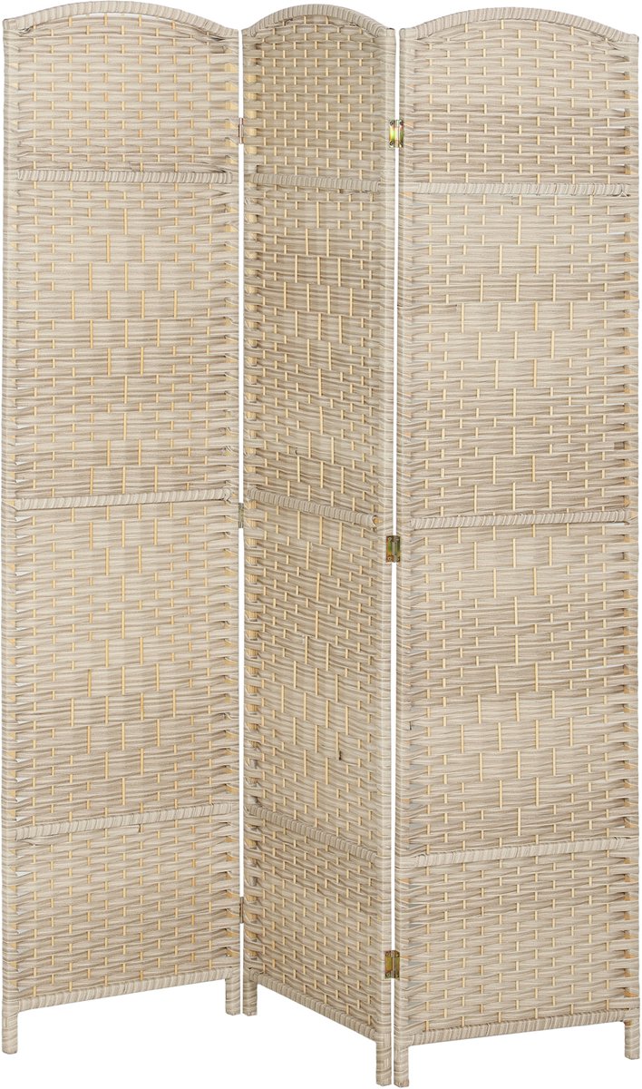 HOMCOM Kamerscherm - Polypropyleen - 135x1,7x180cm - Eikenhout