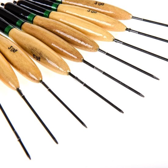 Houten Vis Drijvers - Dobbers Set - Vissen Buiten - Natuurlijk Materiaal - 14cm Lengte van houten — afbeelding 2