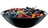 Fruitschaal van zwart glas 28 cm - Schalen en kommen - Keuken accessoires/benodigdheden glazen fruitschalen