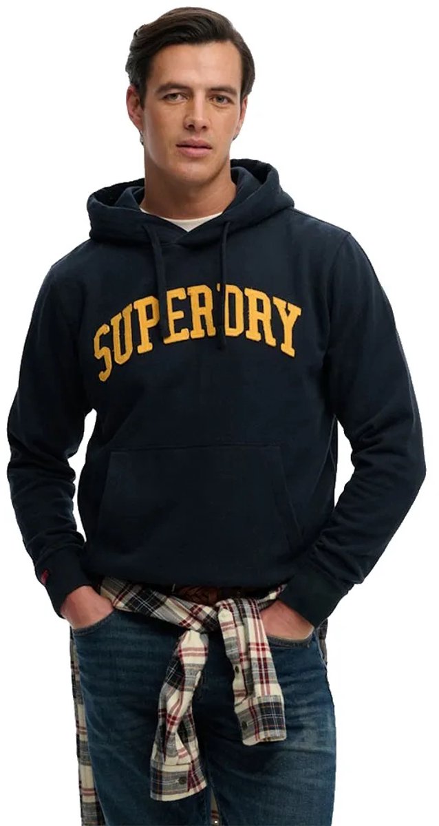 Superdry Vintage Athletic Hoodie Heren Hoodies Marineblauw
