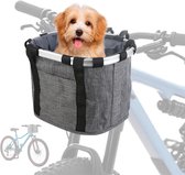 Opvouwbare Fietsmand - Hondenmand fiets voorop - Fietsmand voor Hond - Hondenmand fiets - Fietsmand - fietstas hond -Huisdiermand - hondenmand fiets - fietstas stuur -Fietsstuurmand - afneembaar - voor mountainbiken, picknicken en winkelen - Grijs