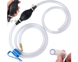 Siphon Pump - Handmatige Sifonpomp - Olie/vloeistof lucht- en hevelpomp - Brandstof Water Olie Overhevelpomp - Inclusief 2 PVC Slangen 10mm - Met Slangklemmen en Metalen Gespen - Voor Benzine Diesel Aquarium - 2M PVC Slangen