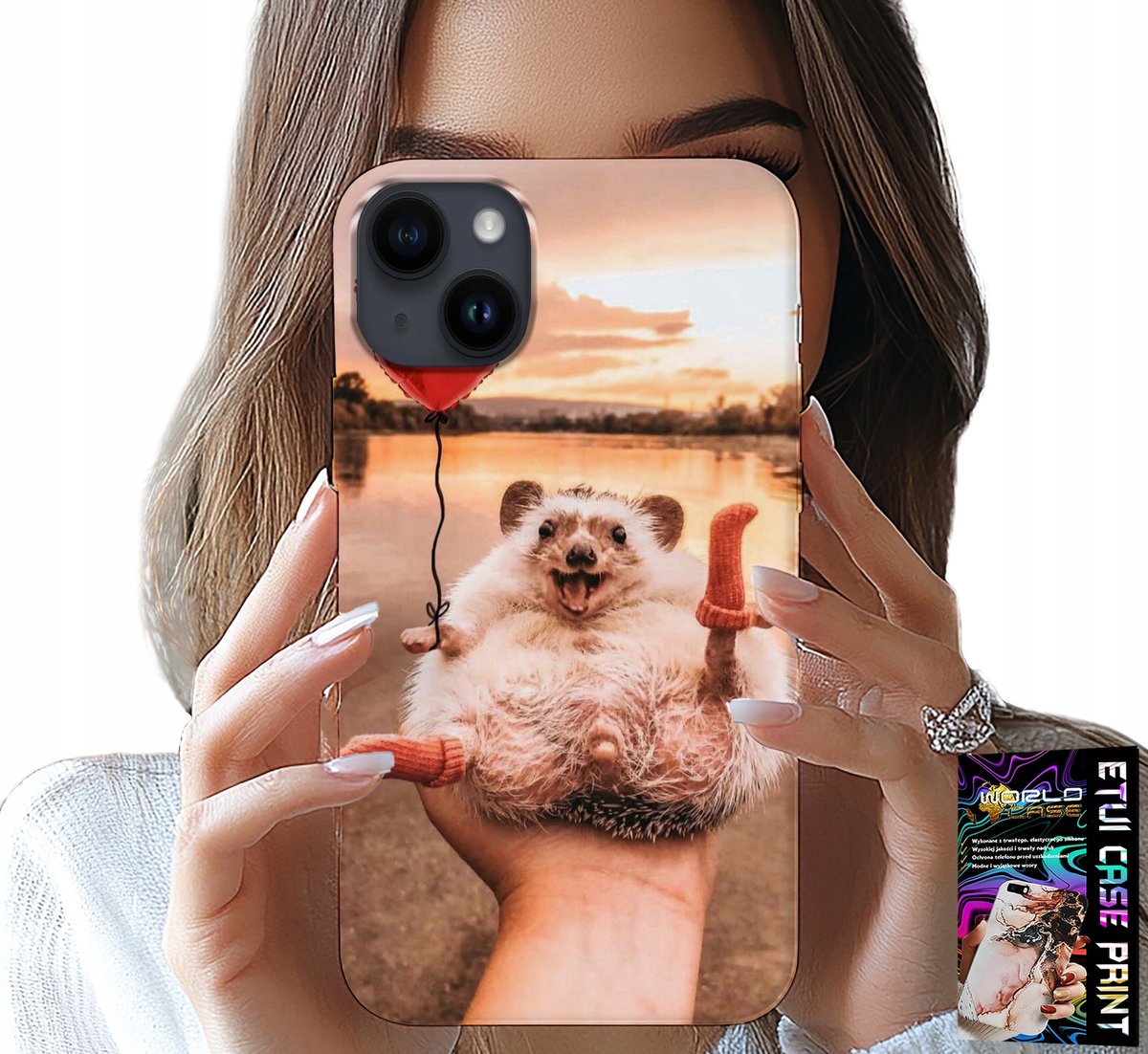 HOESJE VOOR IPHONE 15 PLUS - MET EEN SCHATTIGE PRINT VAN EEN DWERG-EGEL, HOESJE