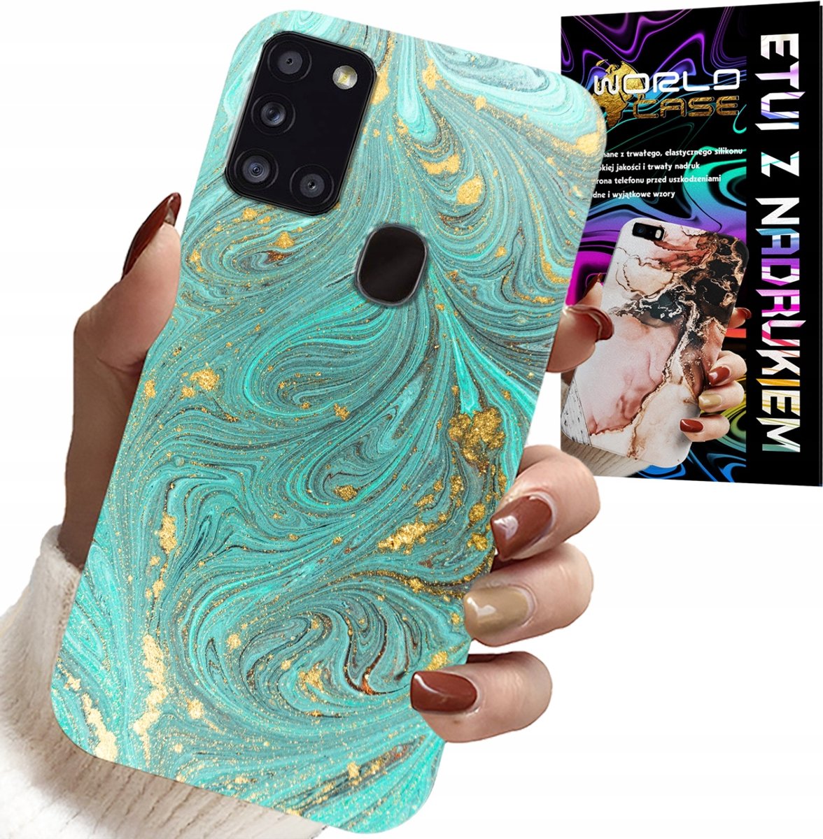 HOESJE VOOR SAMSUNG GALAXY A21S - MARMERPATROON + GEHARD GLAS