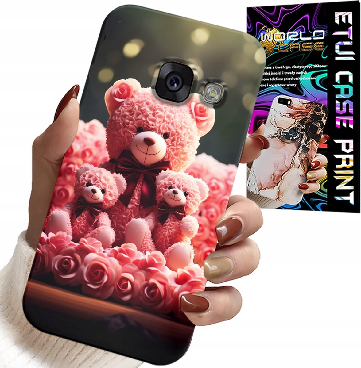 HOESJE VOOR SAMSUNG A5 2017 - ROSE BEAR FAMILY GIFT + FILM