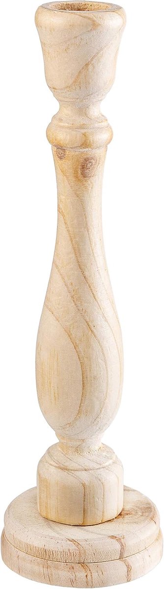 Houten Kandelaar - Kaarsenhouder - Sfeerverlichting Huis - Natuurlijk Hout - 9 Inch - Natuurlijk