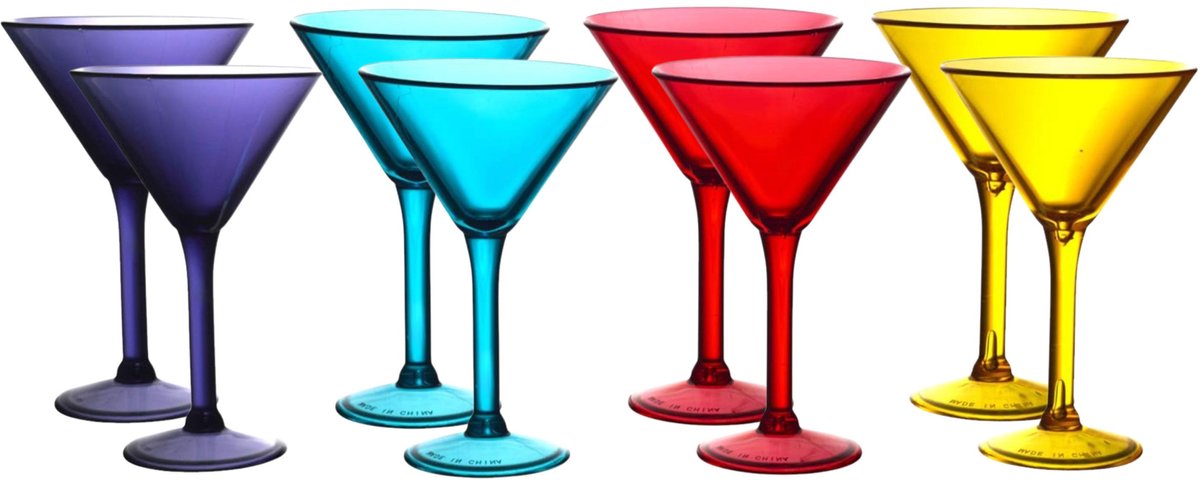 Home Deco Factory Cocktailglazen - 8x - kunststof - 24 cl - martini glas