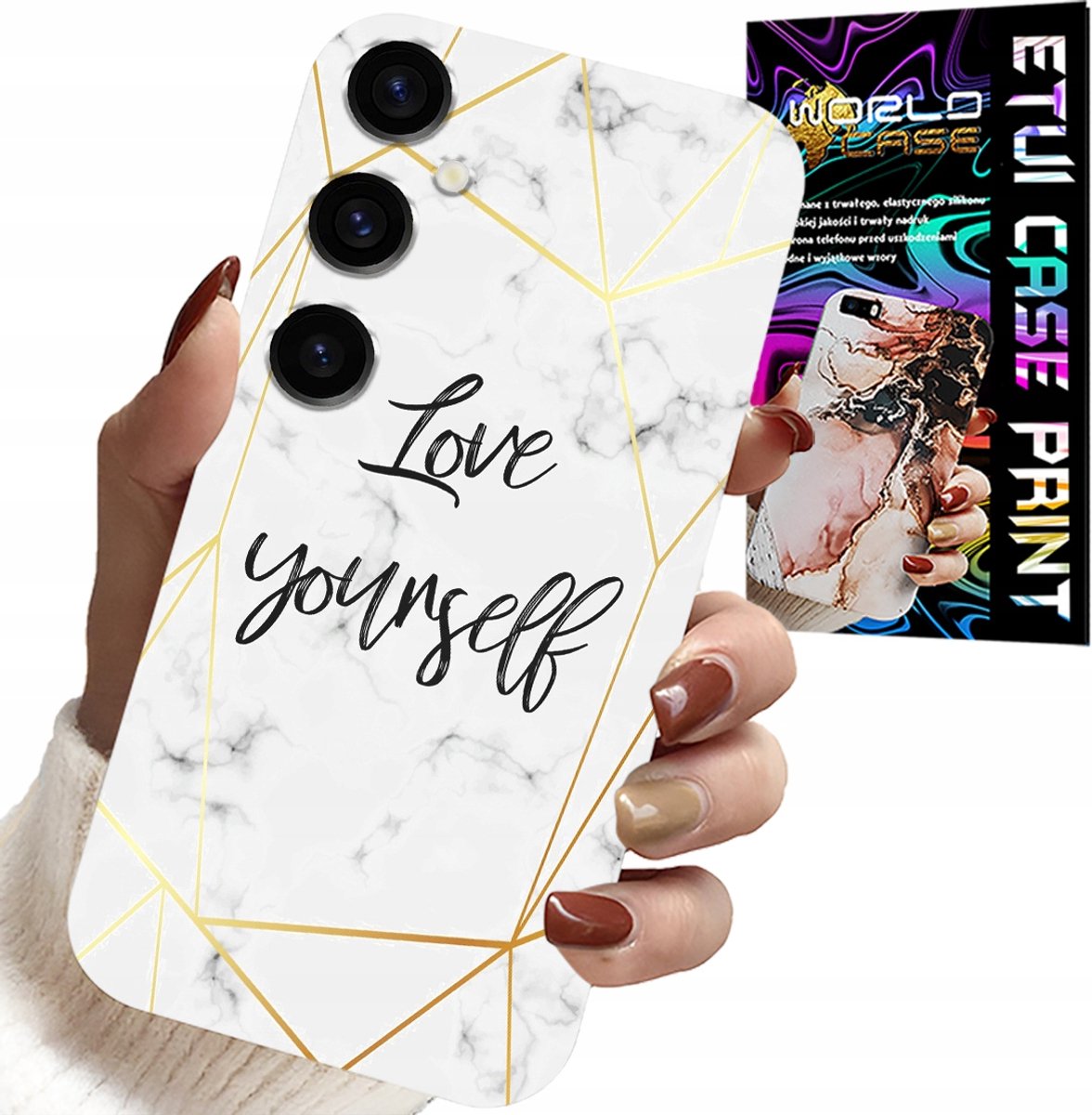 HOESJE VOOR SAMSUNG GALAXY A15 4G - WIT MARMER MET GOUDEN FRAME LOVE YOU