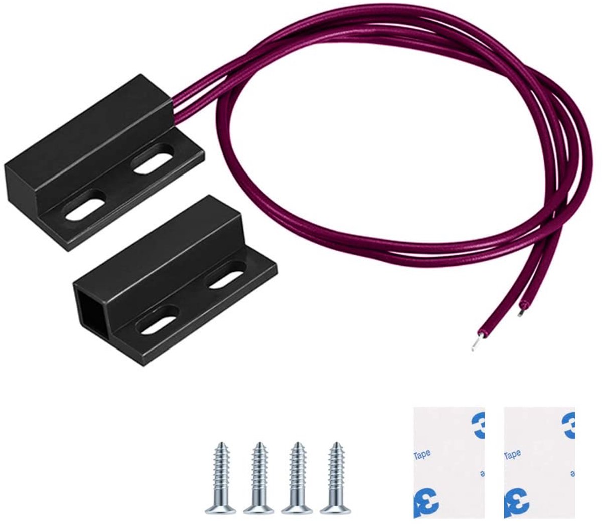 Magnetische Schakelaar - Deur Contact - Beveiliging - Normaal Gesloten - 29x15.5x9mm - Zwart Rood