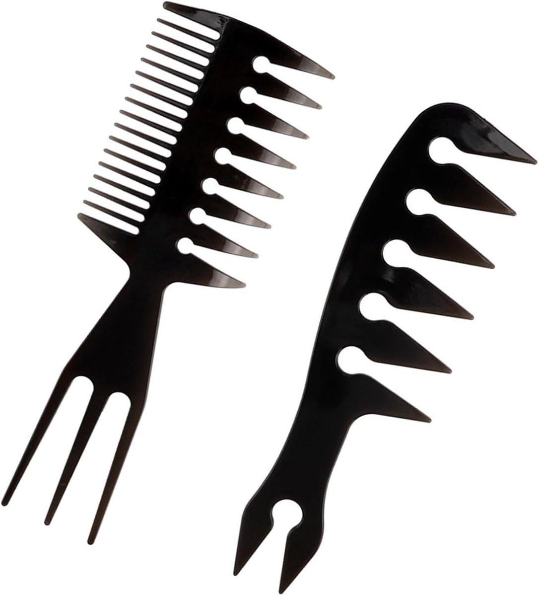 Haarkam Set - Styling Kammen - Haar Stylen - Brede Tanden Ontwerp - 2 Maten - Zwart
